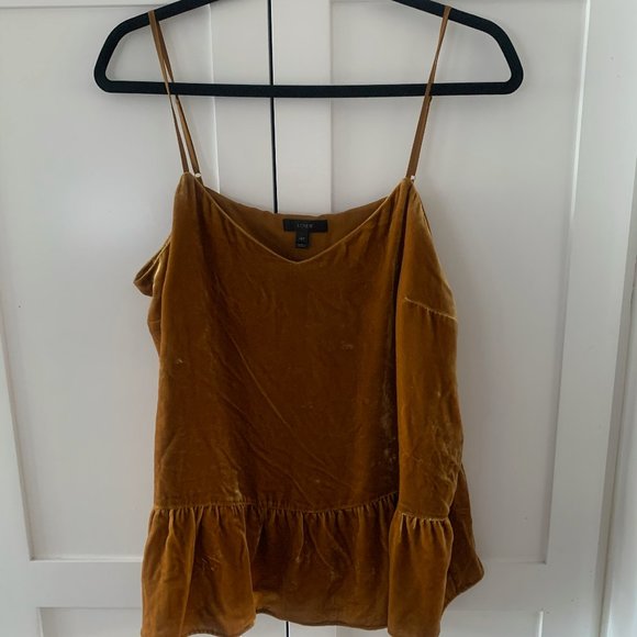 J. Crew Tops - Gold/Yellow Velvet Cami with Peplum Waist